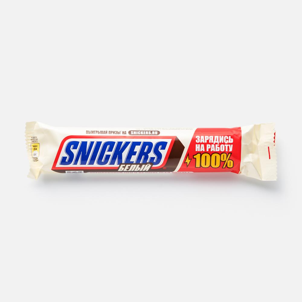 Изображение товара Шоколадный батончик Snickers белый 81 г с арахисом и карамелью