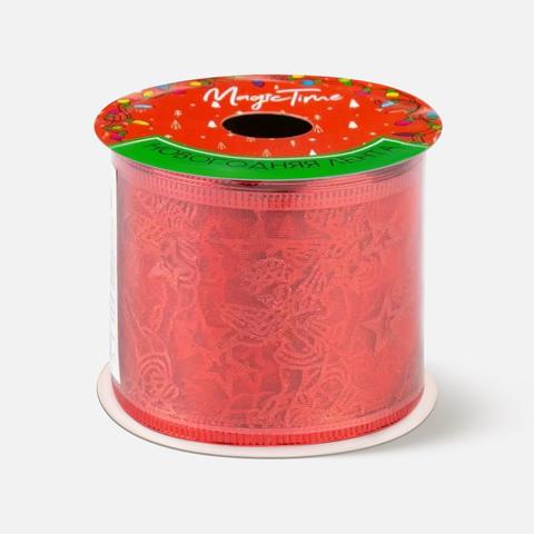 Изображение товара Новогодняя лента Феникс-презент, Красные звёзды, 2,7 м