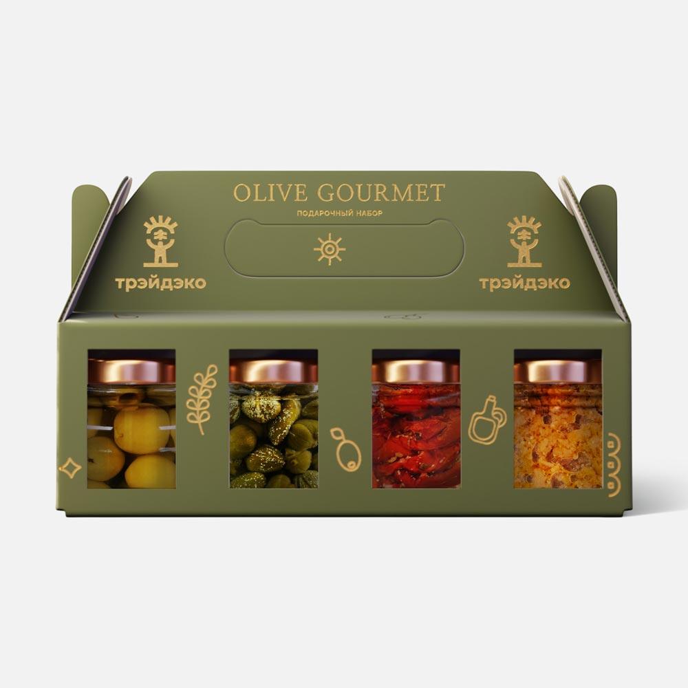 Изображение товара Подарочный набор Трэйдэко Olive Gourmet, оливки, каперсы, вяленые помидоры, брускетта, 150 г