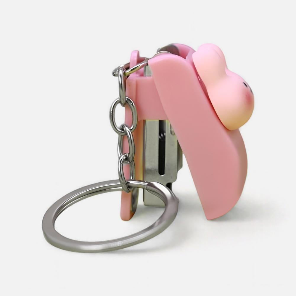 Изображение товара Мини-степлер-брелок Зайчик розовый компактный для дома и офиса