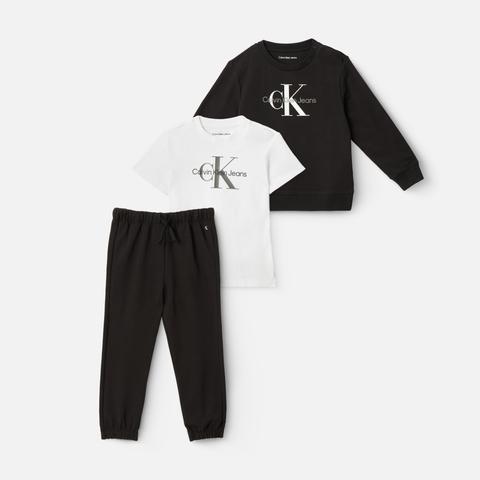 Изображение товара Комплект одежды для девочек Calvin Klein, брюки, свитшот, футболка, чёрный, 92