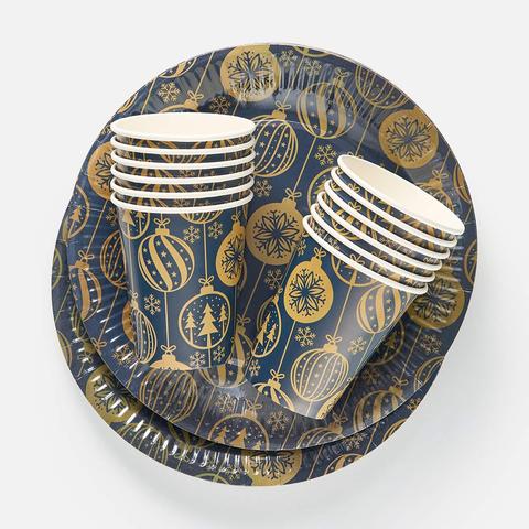 Изображение товара Набор одноразовой посуды для праздника Nd Play Золотые шарики, 24 предмета