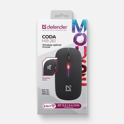Изображение товара Беспроводная мышь Defender Coda MB-261 с RGB подсветкой и три режима DPI