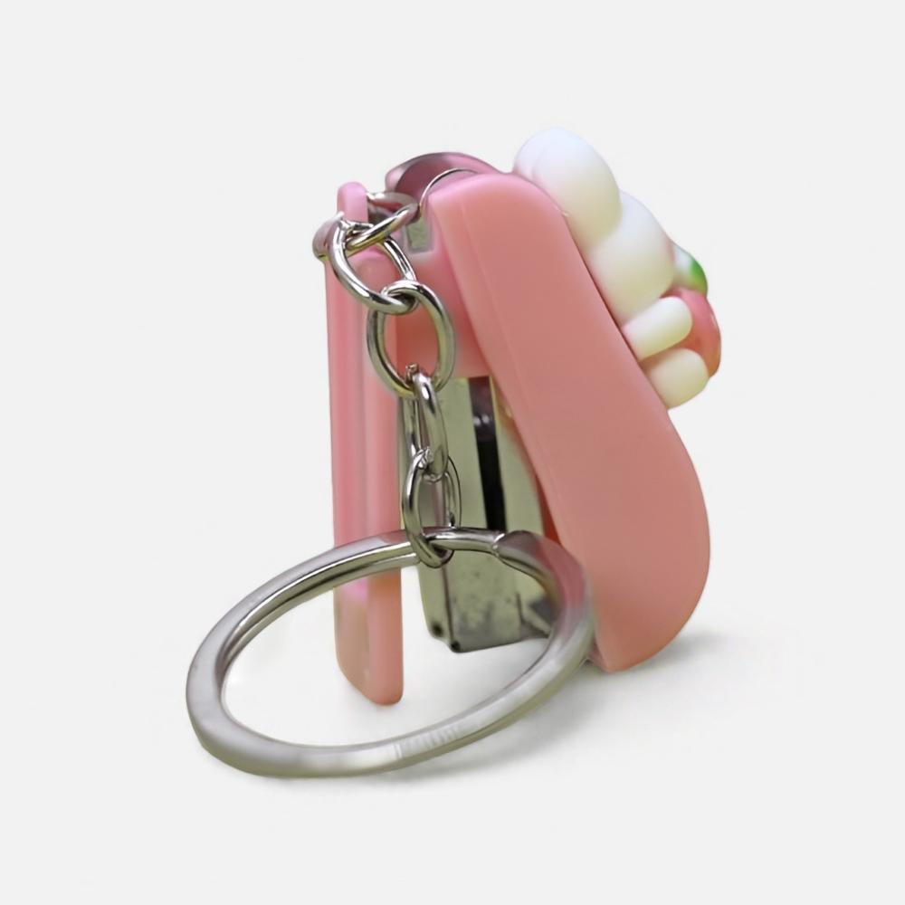 Изображение товара Степлер-брелок Зайчик с клубникой розовый мини-степлер для документов