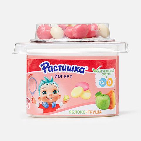 Изображение товара Йогурт Растишка, 3%, яблоко и груша, с печеньем, с 3 лет, 118 г