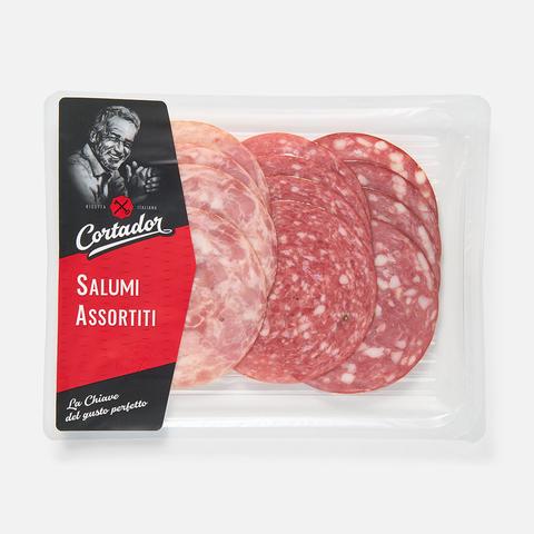 Изображение товара Ассорти сырокопчёных колбас Cortador, Палермо, Монреаль и Флоренция, нарезка, 120 г
