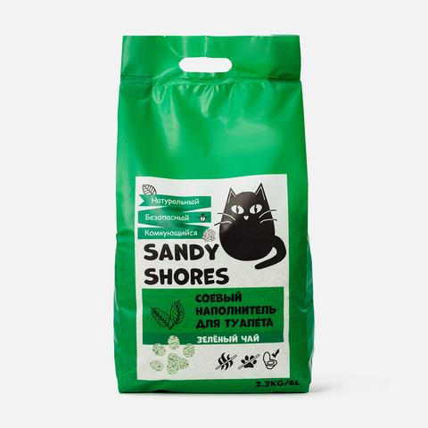 Изображение товара Наполнитель Sandy Shores Tofu с ароматом зелёного чая, 6 л, 2,3 кг