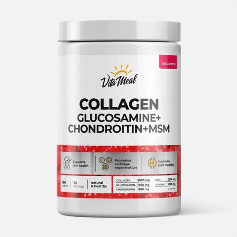 Изображение товара Биологически активная добавка VitaMeal Коллаген + глюкозамин + хондроитин, малина, 180 г