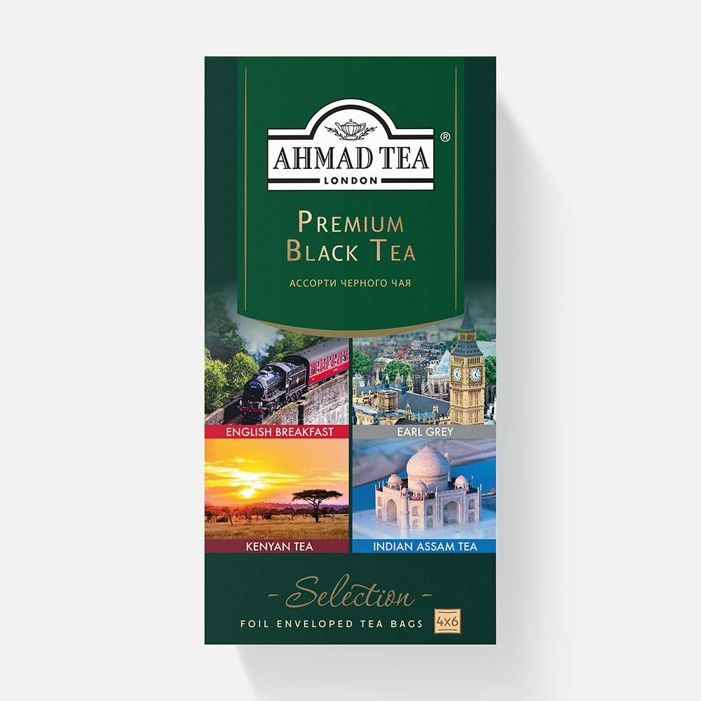Изображение товара Ассорти чёрного чая Ahmad Tea Premium 4 вкуса, 24 шт. в пакетиках