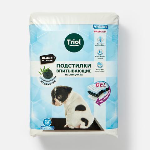 Изображение товара Подстилки для животных Triol, впитывающие с угольным фильтром, на липучках, 60х90 см