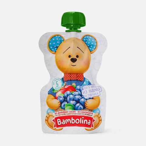 Изображение товара Из Беларуси: Пюре Bambolina, без сахара, яблоко и голубика, с 5 месяцев, 100 г