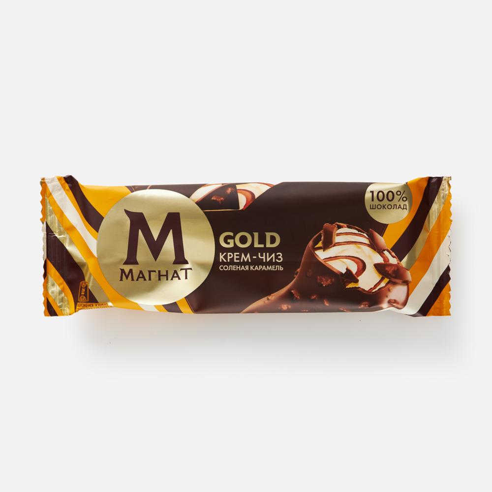 Изображение товара Мороженое Магнат, Gold, 9,1%, кремчиз и солёная карамель в молочном шоколаде, 65 г
