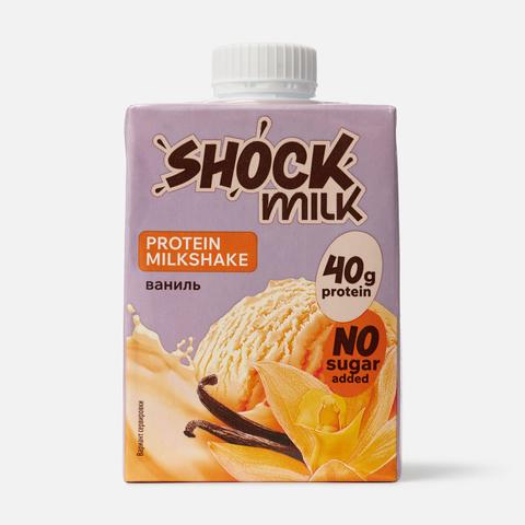 Изображение товара Молочный коктейль Shock Milk, высокобелковый, ультрапастеризованный, ваниль, 480 мл