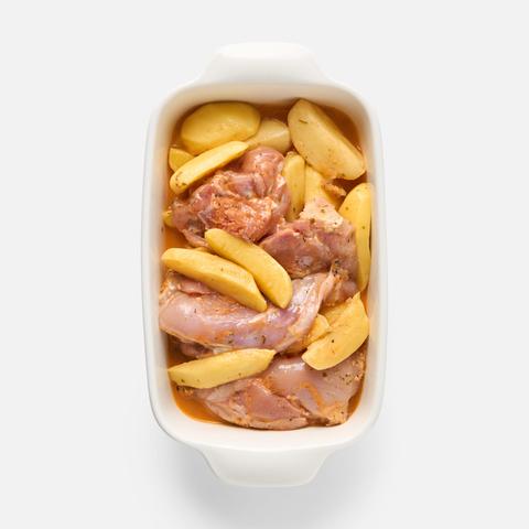 Изображение товара Бедро цыплёнка-бройлера с картофелем в маринаде 800 г