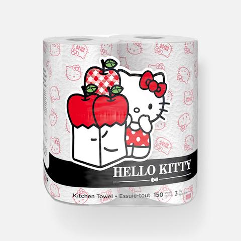Изображение товара Из Италии: Бумажные полотенца Kartika Hello Kitty, 3 слоя, с рисунком, 2 рулона