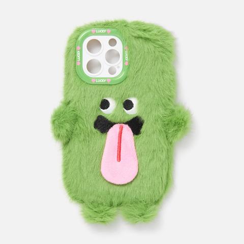 Изображение товара Чехол для iPhone 15 Pro Max Зелёный смайлик, плюшевый, магнитный