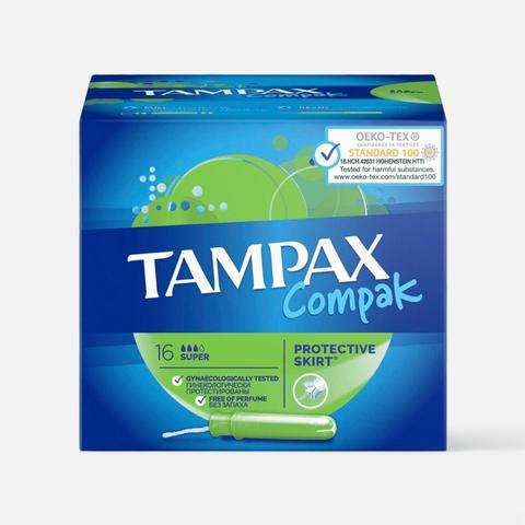 Изображение товара Тампоны Tampax Compak, Super, 3 капли, 16 шт.