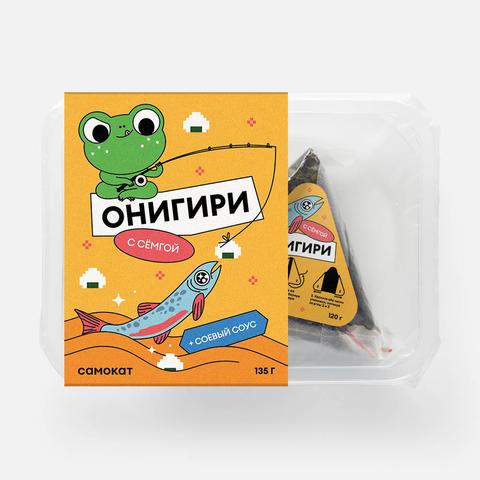 Изображение товара Онигири Самокат с сёмгой 135 г - японское блюдо с соевым соусом