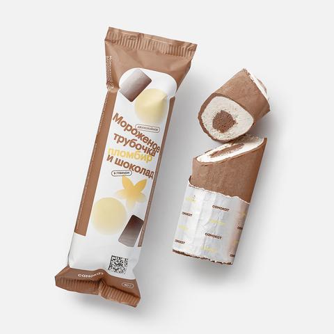 Изображение товара Пломбир Самокат, двухслойный, в глазури, трубочка, 80 г