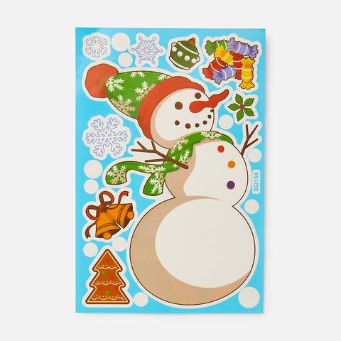 Изображение товара Новогодняя наклейка Веселый Снеговик "Волшебная страна", 30 х 20 см