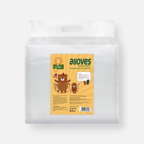 Изображение товара Подгузники Alloves S 100 шт для детей 4-9 кг дневные и ночные
