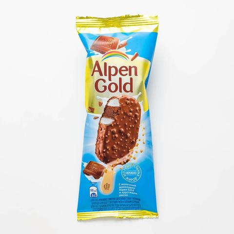 Изображение товара Эскимо Alpen Gold, с молочным шоколадом и хрустящим рисом, 58 г