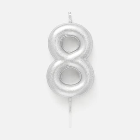 Изображение товара Свеча для торта Дон Карнавал Цифра 8, серебряная