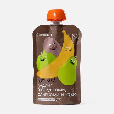Изображение товара Из Беларуси: Пудинг Самокат, без сахара, с фруктами, сливками и какао, с 9 месяцев, 90 г