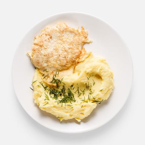 Изображение товара Куриный шницель, с картофельным пюре, 210 г