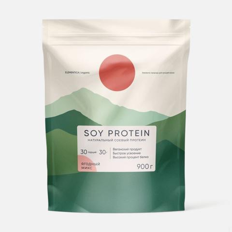 Изображение товара Смесь для приготовления напитков Elementica "SOY PROTEIN" со вкусом "Ягодный микс", 0,9кг