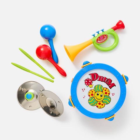 Изображение товара Набор музыкальных инструментов Abtoys ДоРеМио, с барабаном, 8 предметов, синий