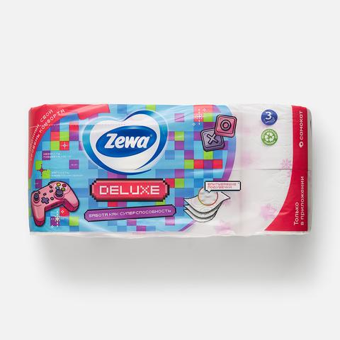 Изображение товара Туалетная бумага Самокат x Zewa Deluxe, 3 слоя, без аромата, 8 рулонов