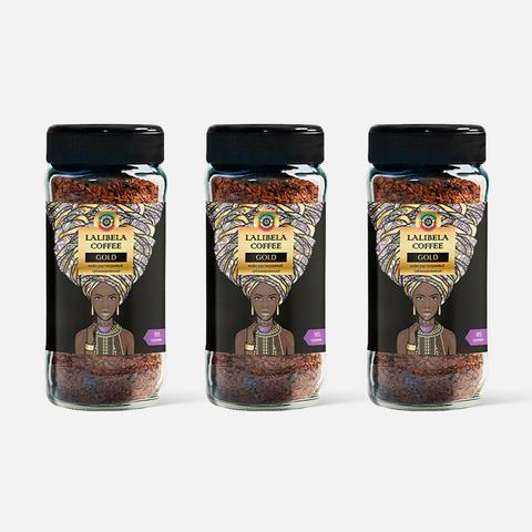 Изображение товара Растворимый сублимированный кофе Lalibela Coffee Gold, freeze-dried, 3 шт. по 95 г