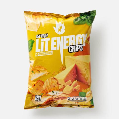 Изображение товара Чипсы Lit Energy рифлёные сыр чеддер 120 г - хрустящая закуска с насыщенным вкусом