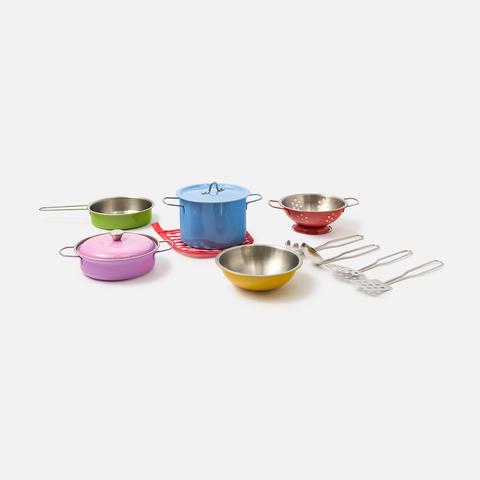 Изображение товара Игровой набор Junfa Посуда металлическая (разноцветная), в наборе 12 предметов