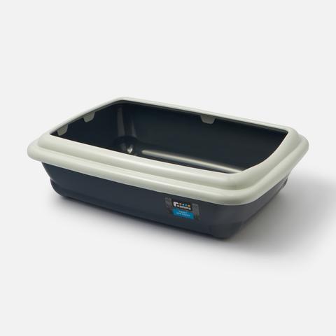 Изображение товара Лоток Gamma Штиль, для кошек, 45,5x35x12,5 см, прямоугольный с бортом, серый, светло-серый