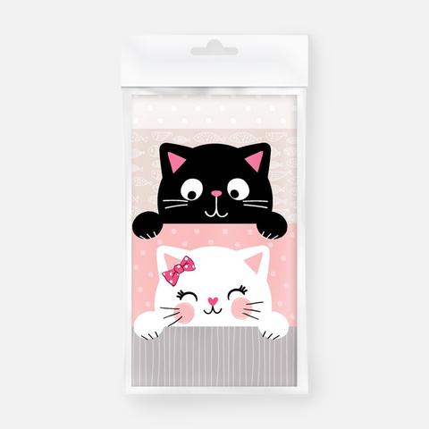 Изображение товара Скатерть Nobrand Кошки одноразовая, полиэтилен, 120x180 мм, 1 шт.