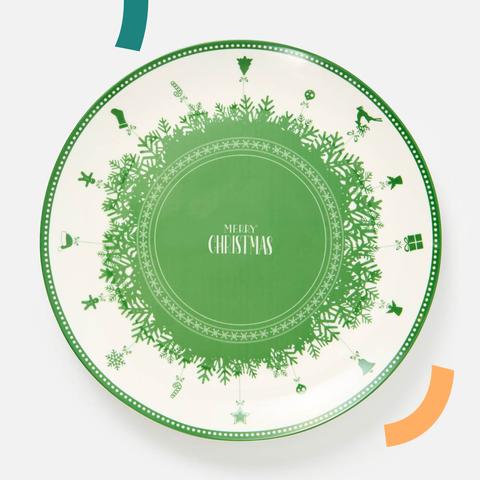 Изображение товара Тарелка Merry christmas новогодняя, фарфор, 26 см, 1 шт.