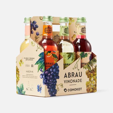Изображение товара Набор напитков Абрау-Дюрсо Abrau Vinonade, с газом, со стаканом, 5х0,375 л