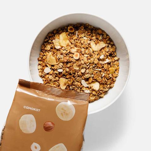 Изображение товара Натуральная шоколадная гранола Самокат с бананом и фундуком 250 г