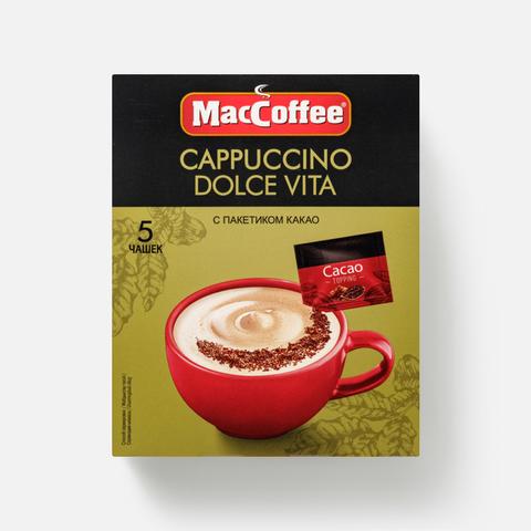 Изображение товара Кофейный напиток MacCoffee, Cappuccino Dolce Vita, растворимый, с какао-посыпкой, 5 шт., 120 г