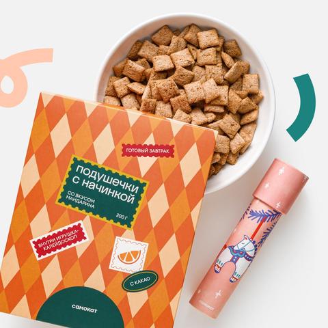 Изображение товара Подушечки Самокат, с начинкой со вкусом мандарина, с игрушкой калейдоскоп, 200 г