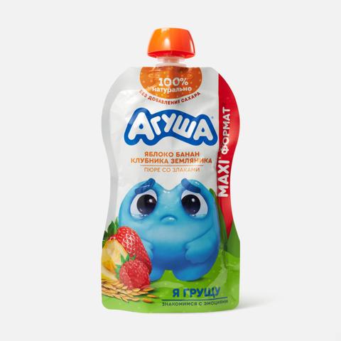 Изображение товара Пюре Агуша со злаками яблоко, банан и клубника 160 г для детей от 8 месяцев