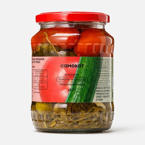 Изображение товара Ассорти Маринованные томаты и огурцы 680 г с душистыми специями