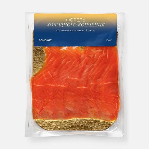 Изображение товара Форель Самокат, холодного копчения, ломтики, в вакууме, 100 г