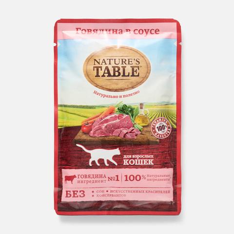 Изображение товара Влажный корм для взрослых кошек Nature's Table говядина в соусе 85 г