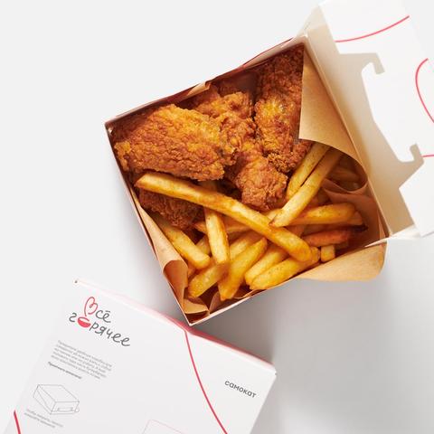 Изображение товара Куриные крылья острые с картофелем фри 360 г Самокат готовое блюдо