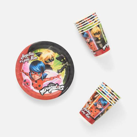 Изображение товара Набор для праздника ND Play Леди Баг и Супер-Кот, тарелка, стакан по 12 шт