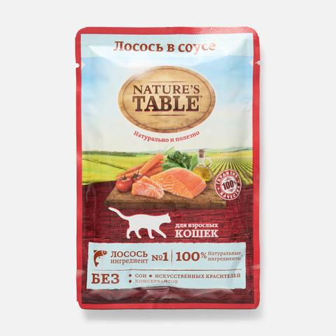 Изображение товара Влажный корм для взрослых кошек с лососем в соусе 85 г Nature's Table