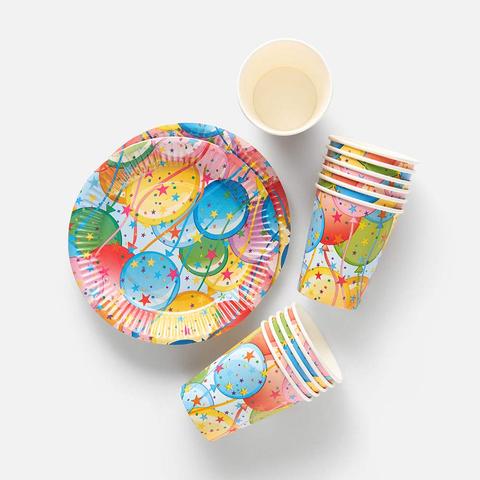 Изображение товара Набор одноразовой посуды ND Play Шары 12 тарелок и стаканов для праздника